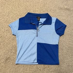 M cropped color block shirt